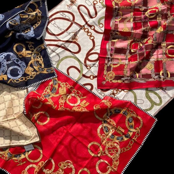 CELINE Cotton Handkerchief Set of 5 New Multicolor New - Picture 1 of 8